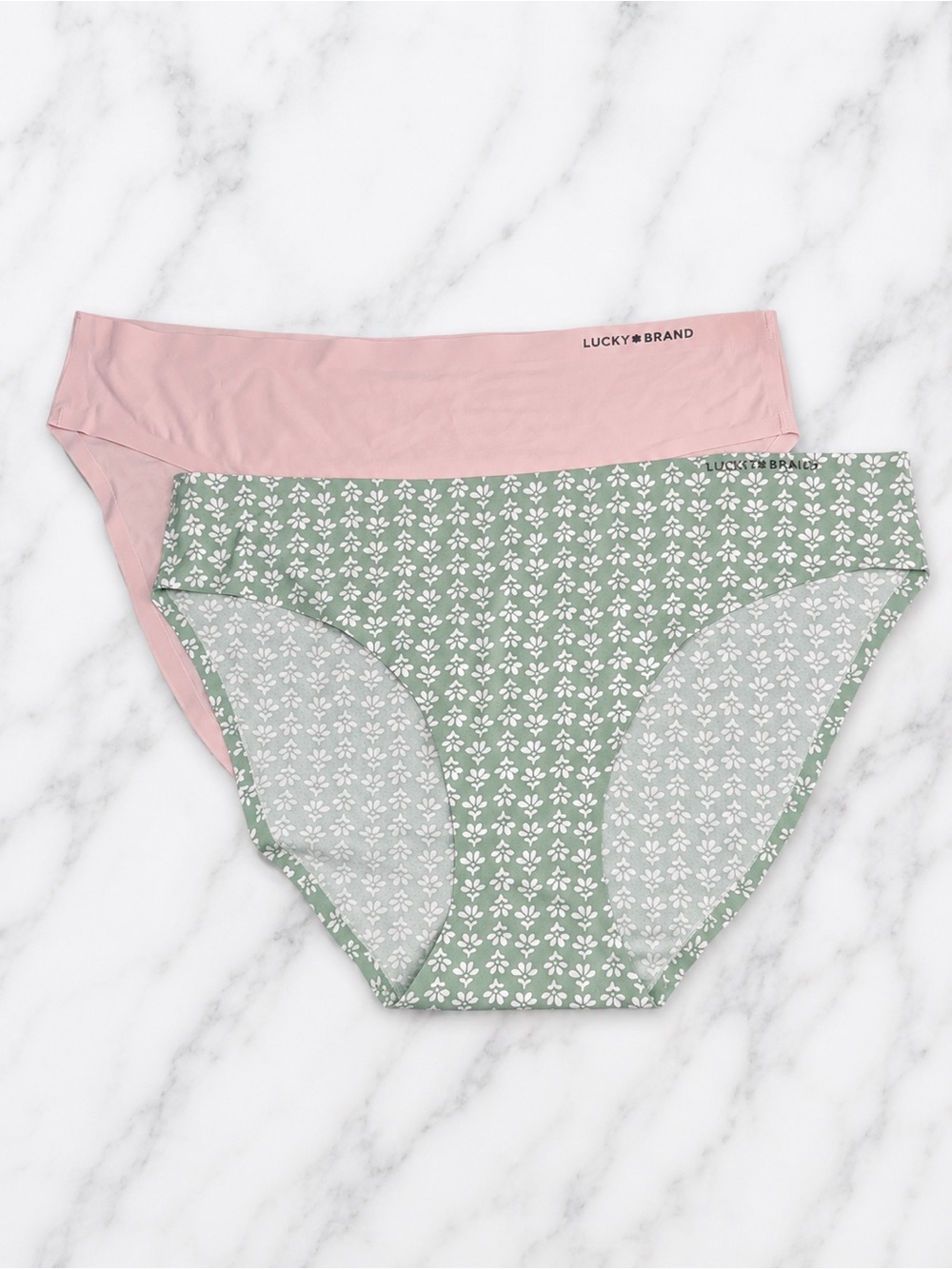 Lucky Brand Pink Solid and Green Floral hipster' Briefs - 2 Pack seamless